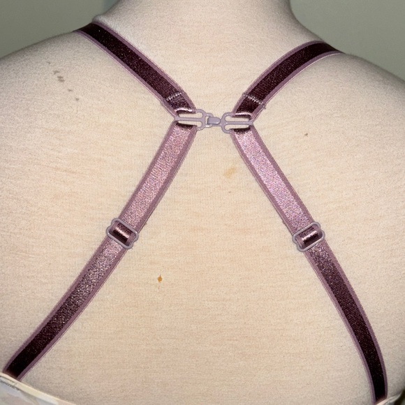 AUDEN Elegant Floral Women's nursing wireless  Bra in Cream and Purple size 32D - Picture 6 of 10